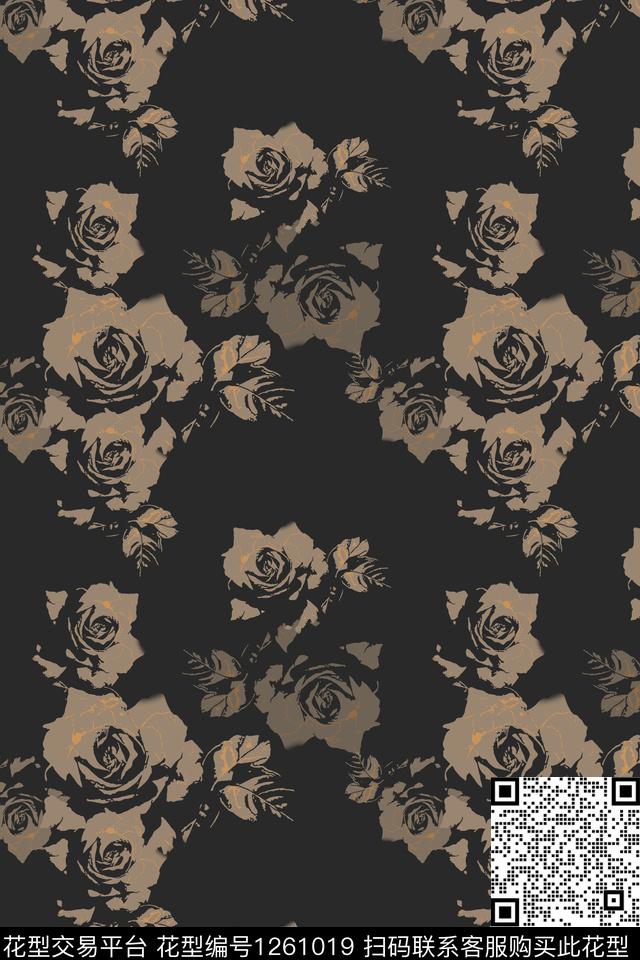 植物玫瑰花语男装休闲花卉传统印花华亿平台下载（图片编号: 1261019） - 瓦栏（Walan）