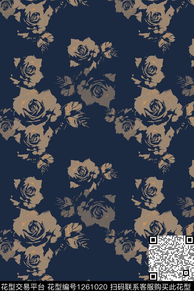 植物玫瑰花语男装休闲花卉传统印花华亿平台下载（图片编号: 1261020） - 瓦栏（Walan）