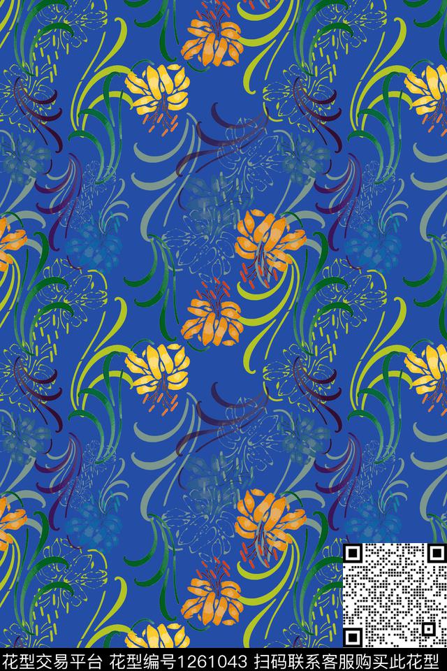 天堂花卉植物碎碎花数码印花华亿平台下载（图片编号: 1261043） - 瓦栏（Walan）