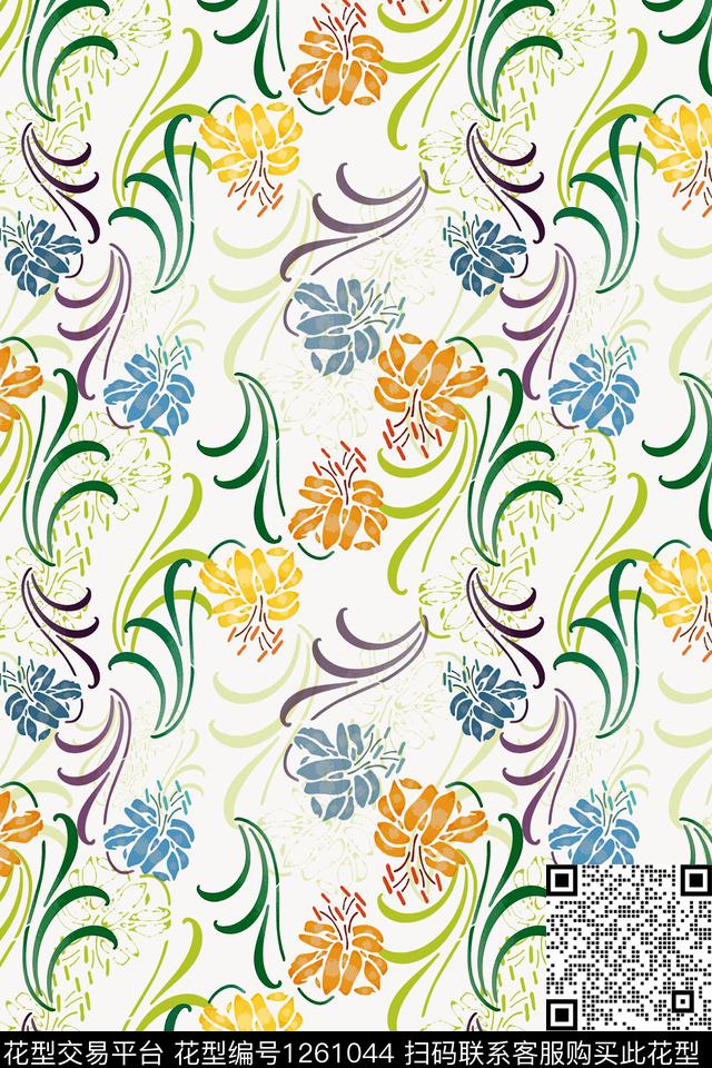 天堂花卉植物碎碎花数码印花华亿平台下载（图片编号: 1261044） - 瓦栏（Walan）