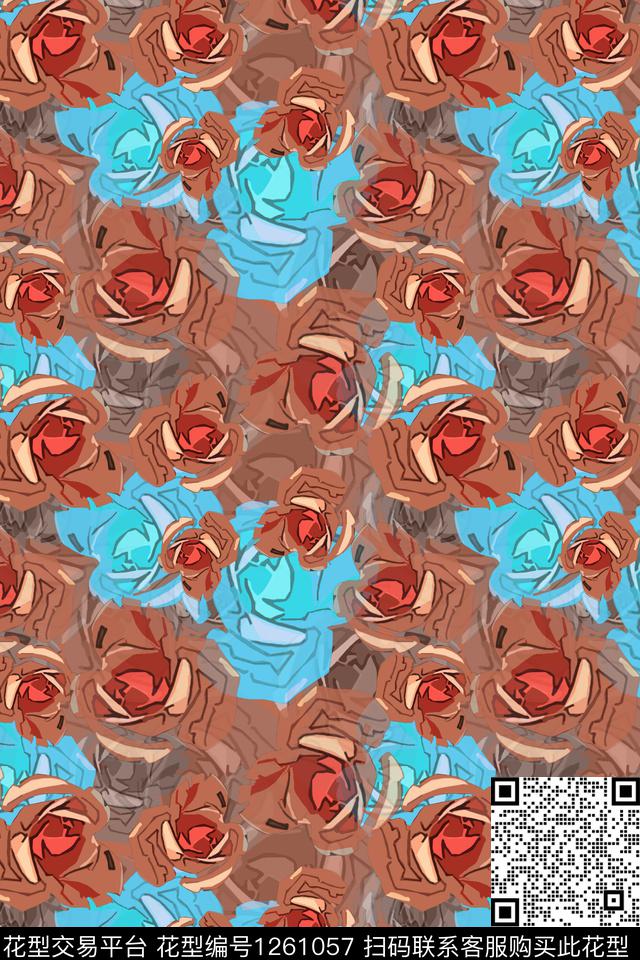 玫瑰花语天堂花卉植物数码印花华亿平台下载（图片编号: 1261057） - 瓦栏（Walan）