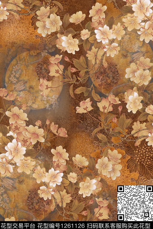 大牌风香云纱中国风数码印花华亿平台下载（图片编号: 1261126） - 瓦栏（Walan）