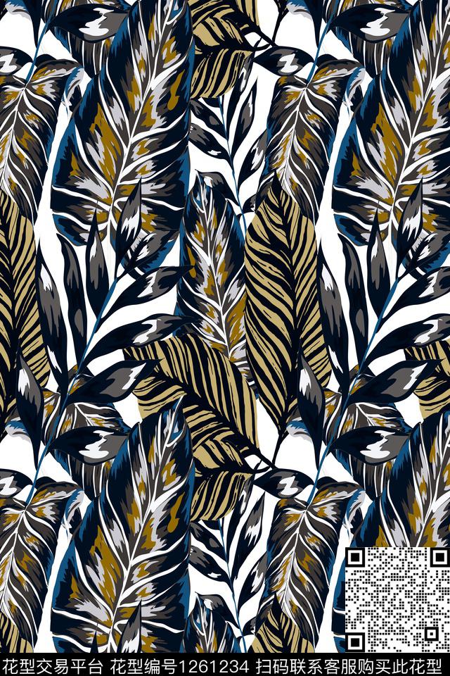 手绘植物水彩传统印花华亿平台下载（图片编号: 1261234） - 瓦栏（Walan）