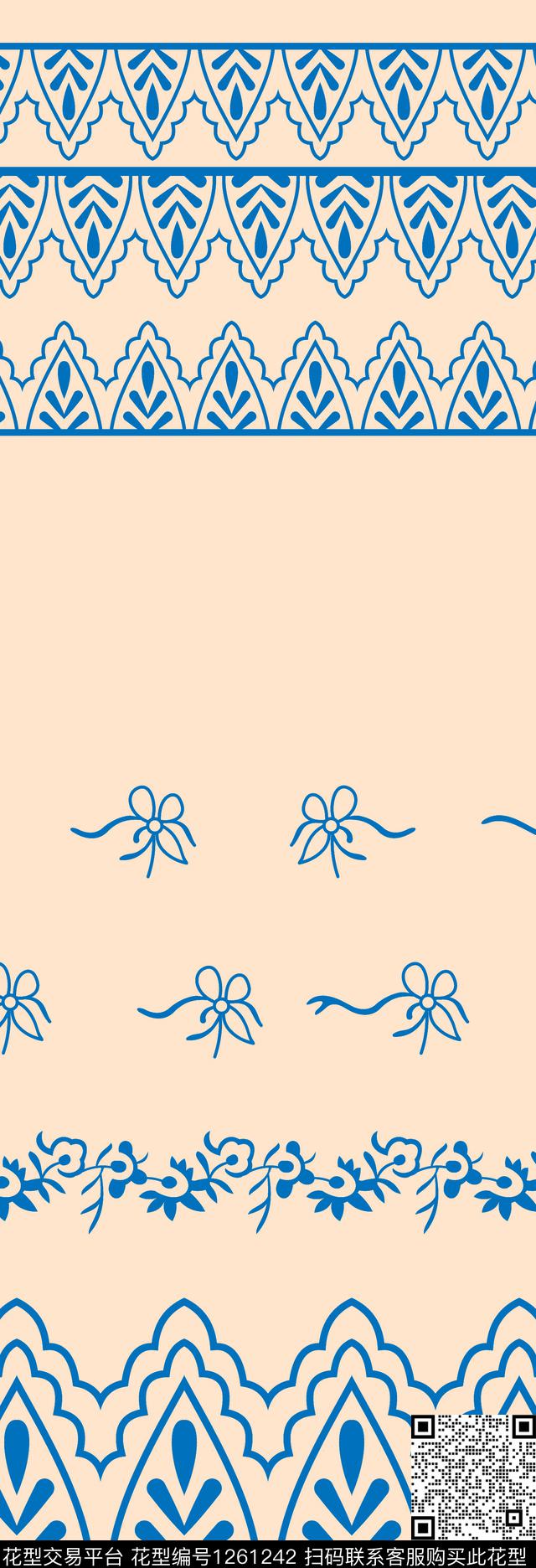 青花瓷民族风定位花传统印花华亿平台下载（图片编号: 1261242） - 瓦栏（Walan）