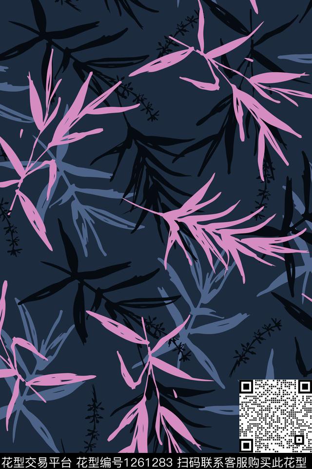 时尚绿植树叶竹子数码印花华亿平台下载（图片编号: 1261283） - 瓦栏（Walan）