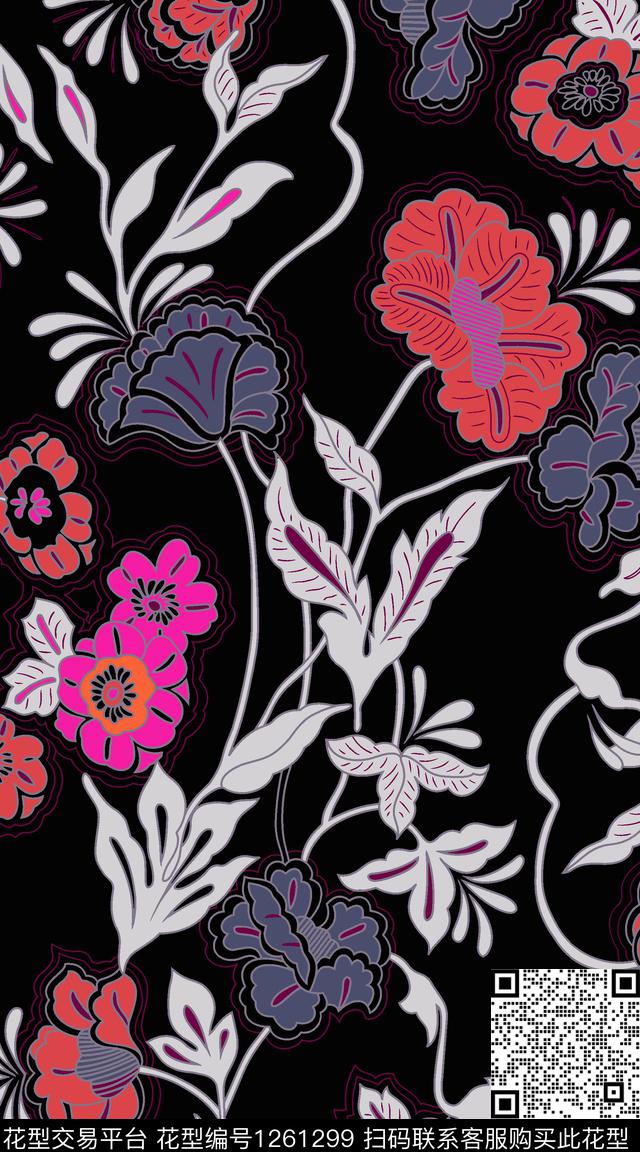 花卉欧洲大牌风传统印花华亿平台下载（图片编号: 1261299） - 瓦栏（Walan）