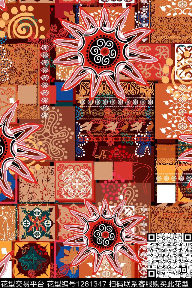 民族风大牌风数码华亿平台数码印花华亿平台下载（图片编号: 1261347） - 瓦栏（Walan）