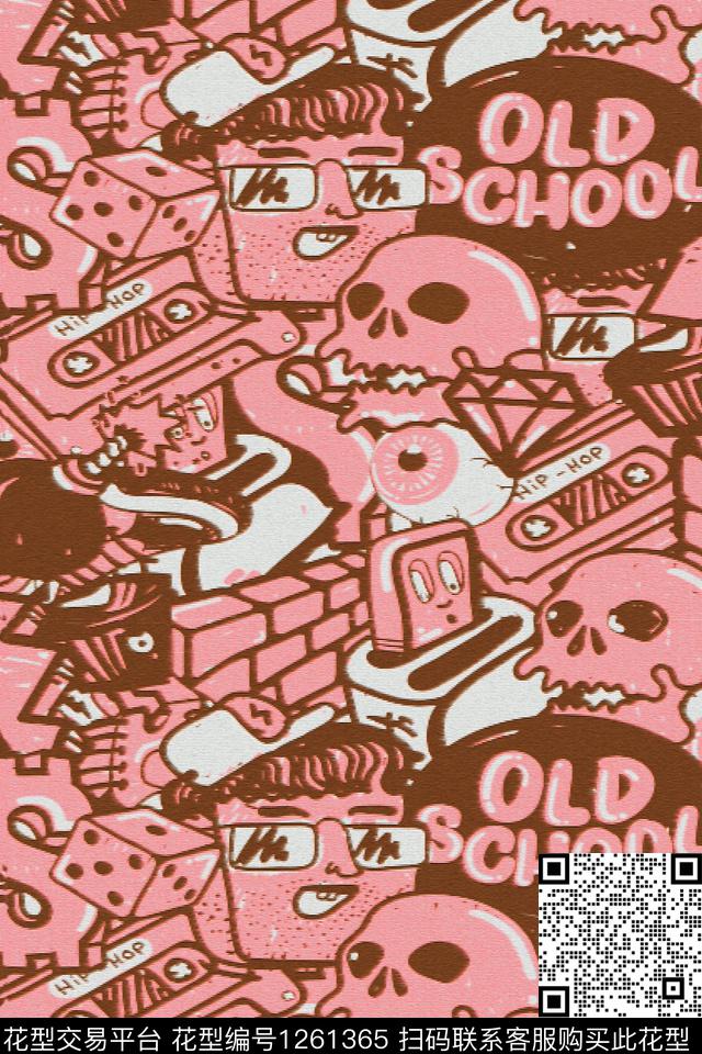 卫衣夹克抽象骷髅传统印花华亿平台下载（图片编号: 1261365） - 瓦栏（Walan）