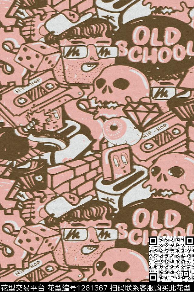 卫衣夹克抽象骷髅传统印花华亿平台下载（图片编号: 1261367） - 瓦栏（Walan）