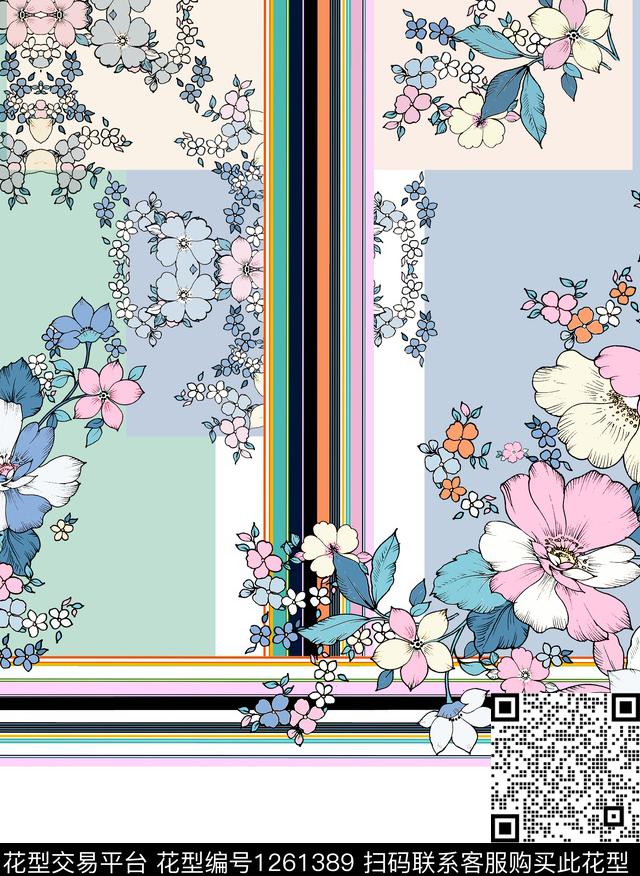 简约女装清爽底花卉数码印花华亿平台下载（图片编号: 1261389） - 瓦栏（Walan）