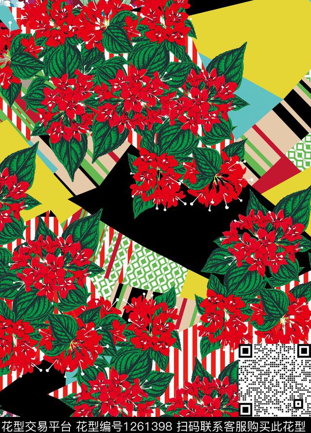 花卉数码华亿平台几何数码印花华亿平台下载（图片编号: 1261398） - 瓦栏（Walan）