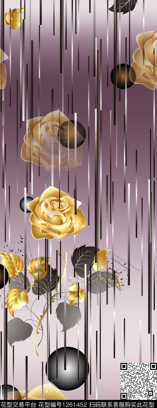 大牌风香云纱定位花数码印花华亿平台下载（图片编号: 1261452） - 瓦栏（Walan）