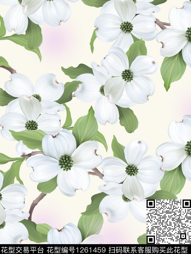 清爽底花卉花卉大牌风数码印花华亿平台下载（图片编号: 1261459） - 瓦栏（Walan）