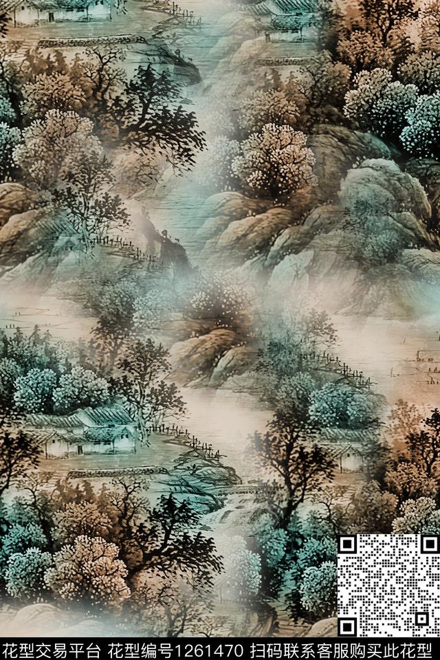 女装花卉大牌风数码印花华亿平台下载（图片编号: 1261470） - 瓦栏（Walan）
