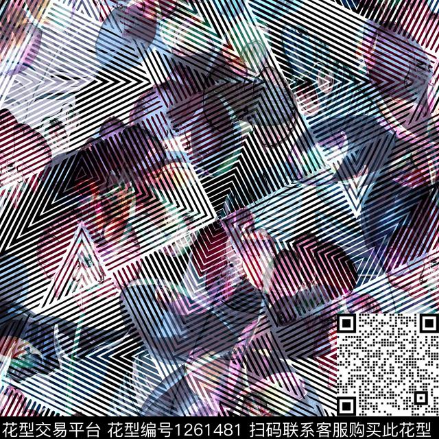 花卉数码华亿平台几何数码印花华亿平台下载（图片编号: 1261481） - 瓦栏（Walan）