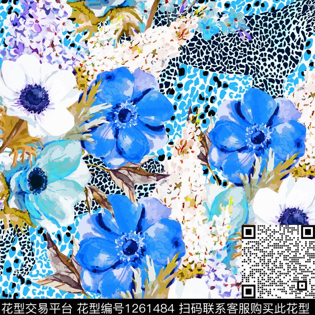 数码华亿平台豹纹花卉数码印花华亿平台下载（图片编号: 1261484） - 瓦栏（Walan）