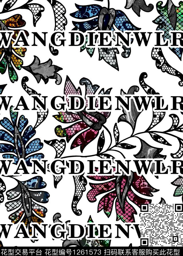 字母数码华亿平台花卉数码印花华亿平台下载（图片编号: 1261573） - 瓦栏（Walan）