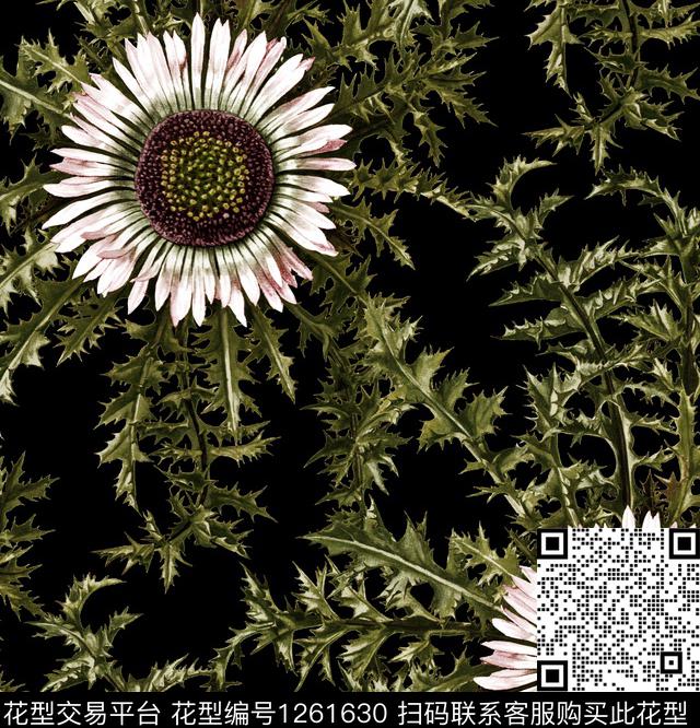 鸢尾花蒲公英手绘大花数码印花华亿平台下载（图片编号: 1261630） - 瓦栏（Walan）