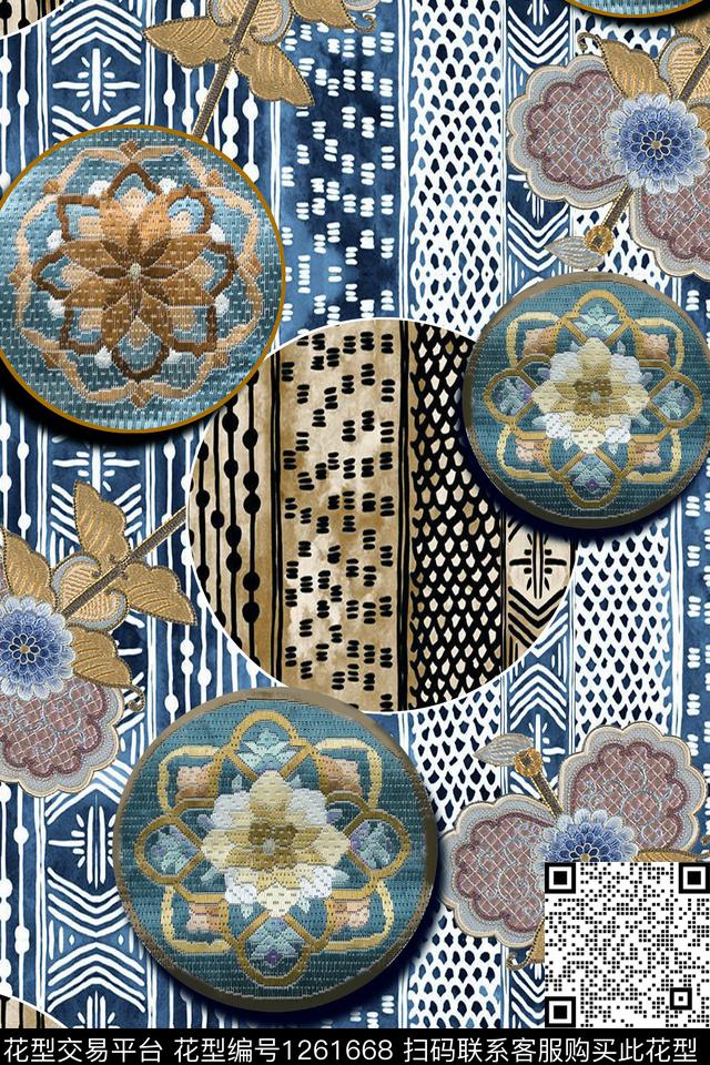 民族风大牌风中国风数码印花华亿平台下载（图片编号: 1261668） - 瓦栏（Walan）