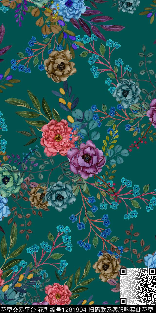 花卉数码华亿平台绿植树叶数码印花华亿平台下载（图片编号: 1261904） - 瓦栏（Walan）