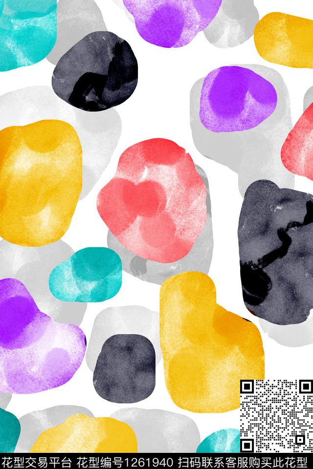 春夏华亿平台几何水彩传统印花华亿平台下载（图片编号: 1261940） - 瓦栏（Walan）