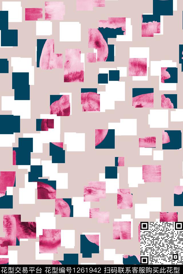 春夏华亿平台水彩几何传统印花华亿平台下载（图片编号: 1261942） - 瓦栏（Walan）