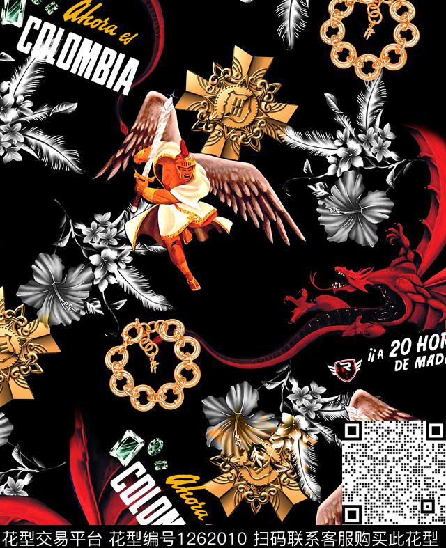 卡通人物花卉潮牌数码印花华亿平台下载（图片编号: 1262010） - 瓦栏（Walan）