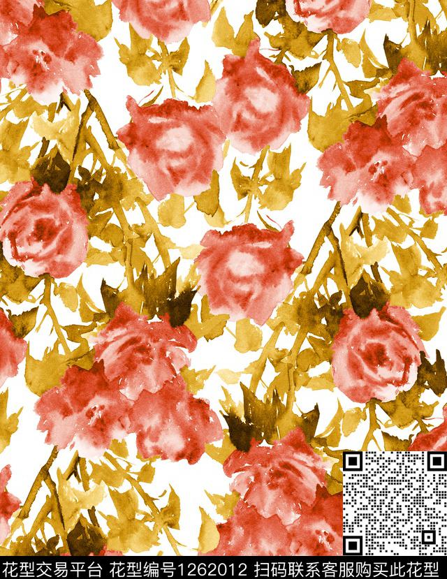 小碎花水彩花卉数码印花华亿平台下载（图片编号: 1262012） - 瓦栏（Walan）