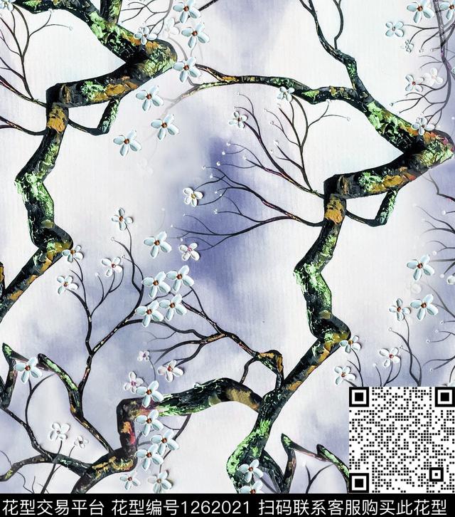 梅花水彩花卉荷花数码印花华亿平台下载（图片编号: 1262021） - 瓦栏（Walan）