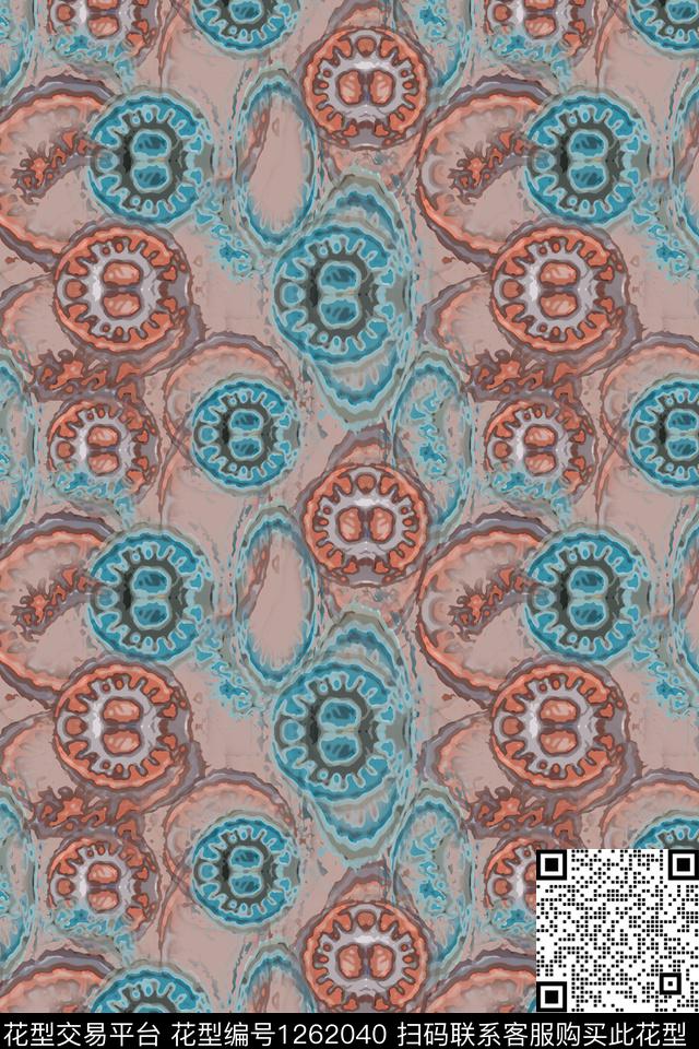 男装休闲花卉数字抽象抽象数码印花华亿平台下载（图片编号: 1262040） - 瓦栏（Walan）