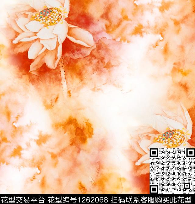 梅花水彩花卉荷花数码印花华亿平台下载（图片编号: 1262068） - 瓦栏（Walan）