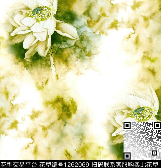 梅花水彩花卉荷花数码印花华亿平台下载（图片编号: 1262069） - 瓦栏（Walan）