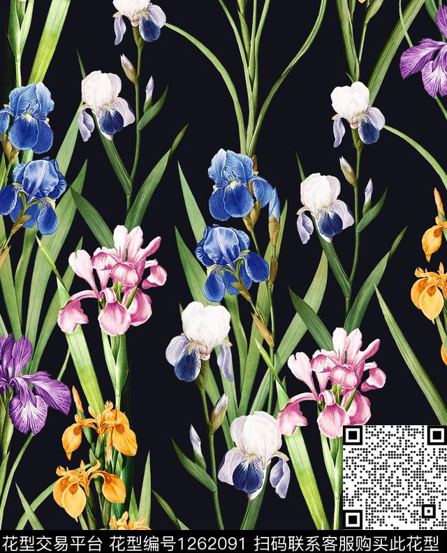 清爽底花卉数码印花华亿平台下载（图片编号: 1262091） - 瓦栏（Walan）