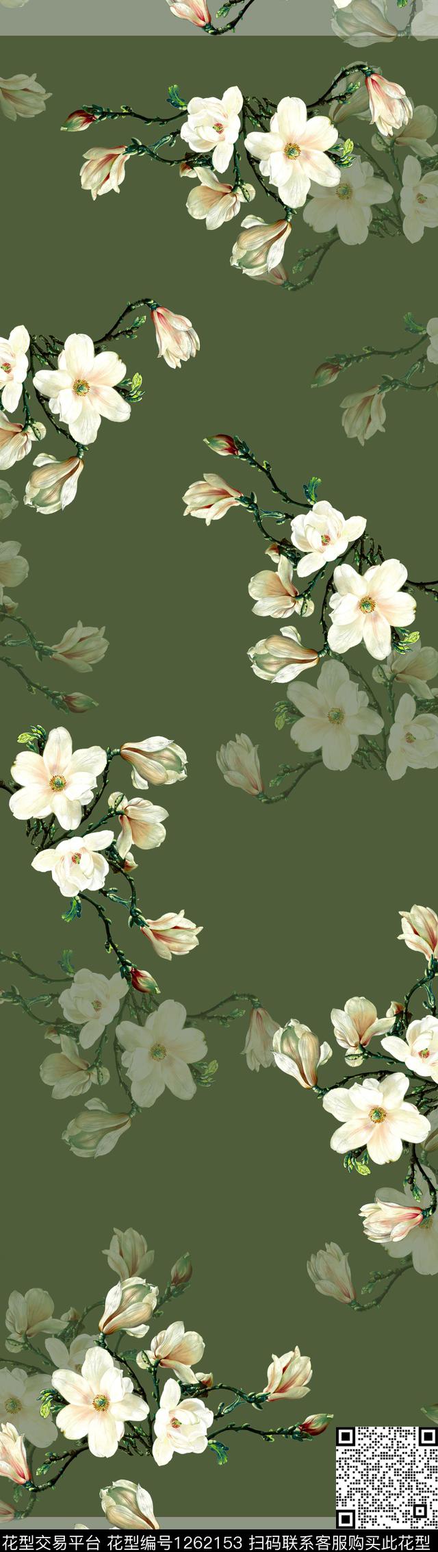手绘花卉中长巾素雅数码印花华亿平台下载（图片编号: 1262153） - 瓦栏（Walan）
