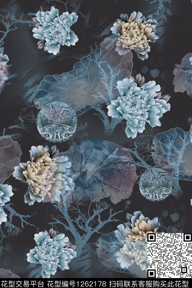 女装花卉牡丹数码印花华亿平台下载（图片编号: 1262178） - 瓦栏（Walan）