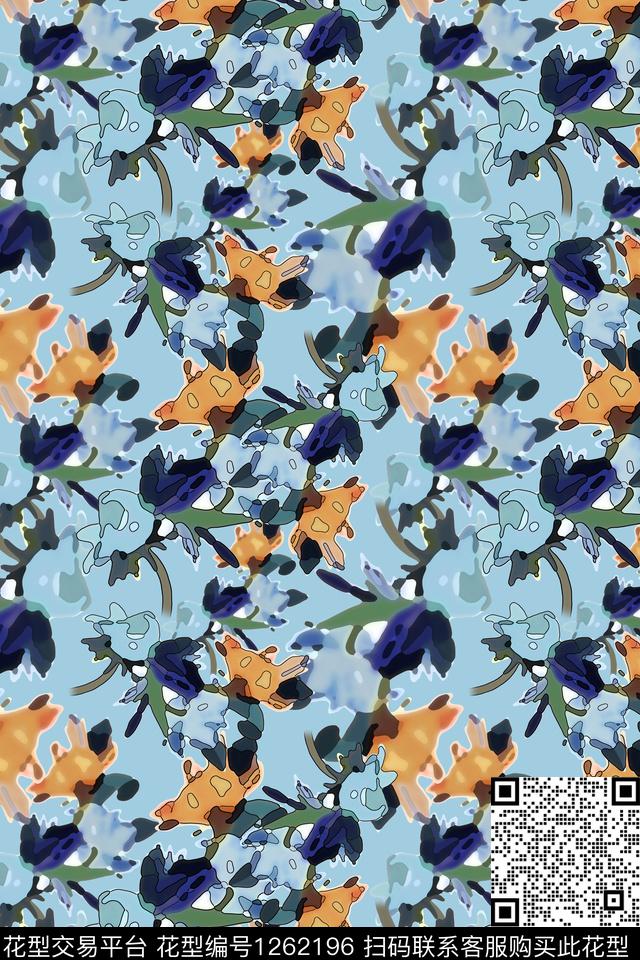 天堂花园迷彩图案植物数码印花华亿平台下载（图片编号: 1262196） - 瓦栏（Walan）