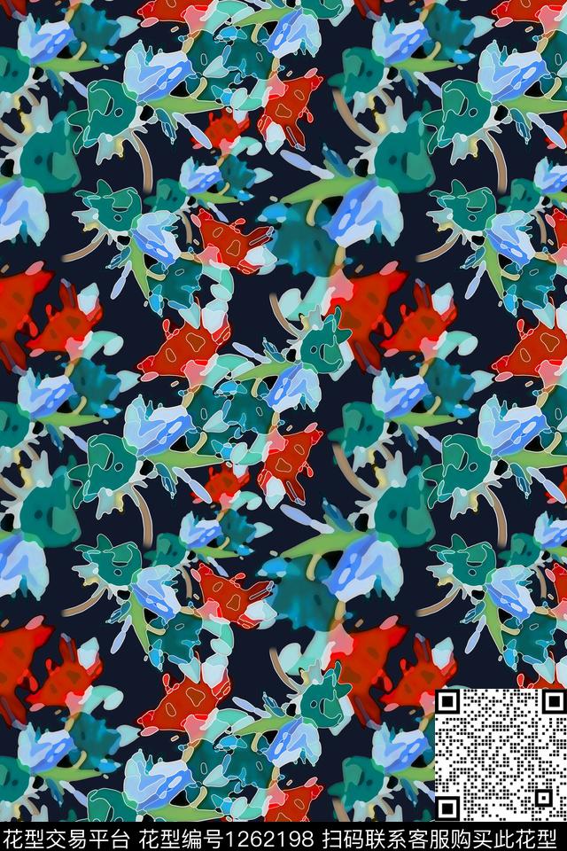 天堂花园迷彩图案植物数码印花华亿平台下载（图片编号: 1262198） - 瓦栏（Walan）