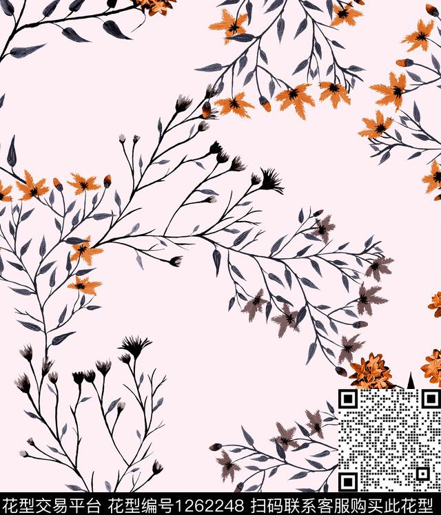 兰花葡萄小碎花数码印花华亿平台下载（图片编号: 1262248） - 瓦栏（Walan）