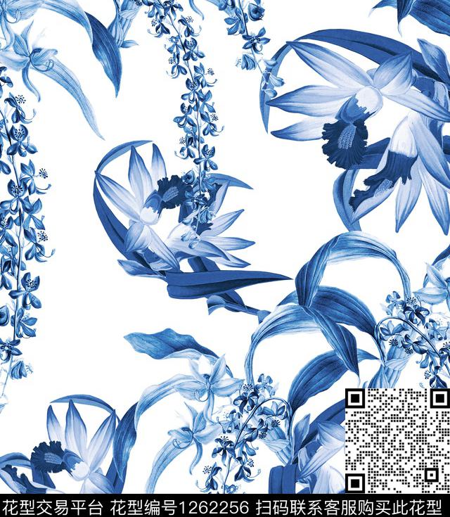 兰花葡萄小碎花数码印花华亿平台下载（图片编号: 1262256） - 瓦栏（Walan）