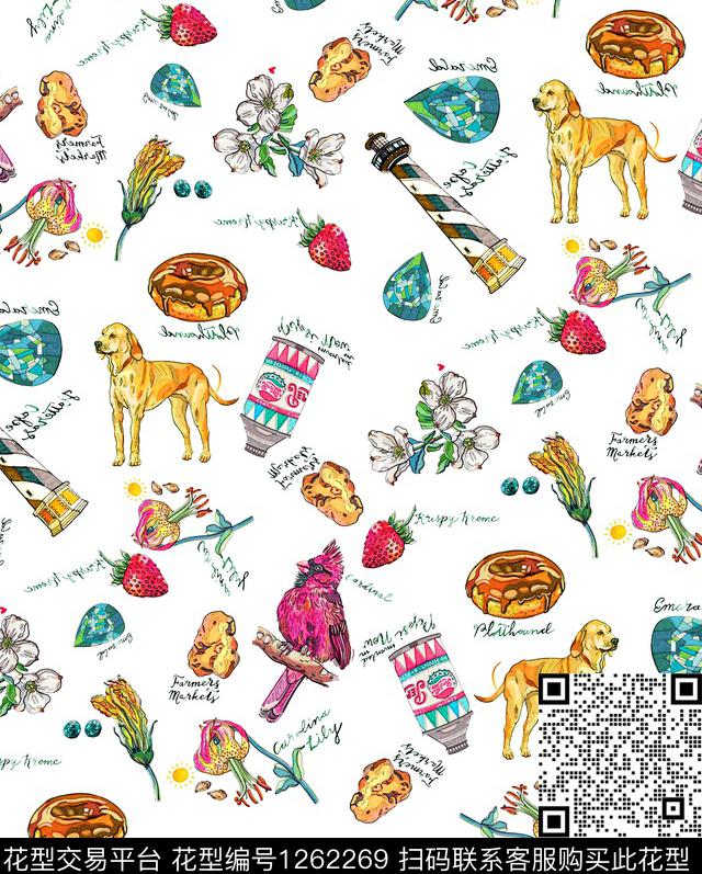 火柴小碎花绣花华亿平台数码印花华亿平台下载（图片编号: 1262269） - 瓦栏（Walan）