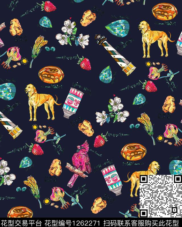 火柴小碎花绣花华亿平台数码印花华亿平台下载（图片编号: 1262271） - 瓦栏（Walan）