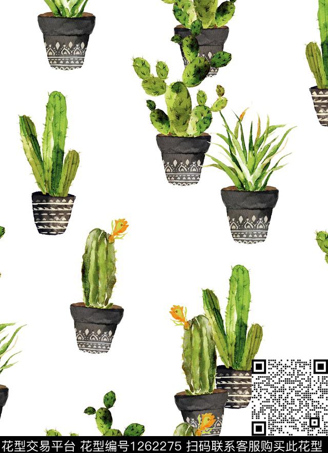 瓷砖花盆抽象手绘数码印花华亿平台下载（图片编号: 1262275） - 瓦栏（Walan）