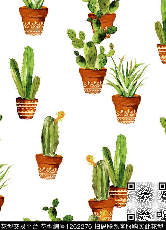 瓷砖花盆抽象手绘数码印花华亿平台下载（图片编号: 1262276） - 瓦栏（Walan）