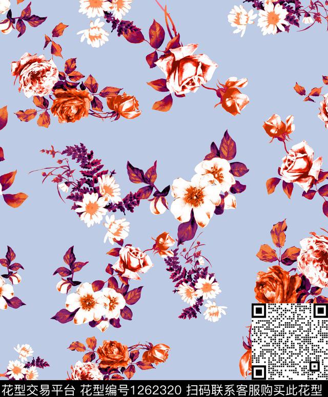 兰花葡萄小碎花数码印花华亿平台下载（图片编号: 1262320） - 瓦栏（Walan）