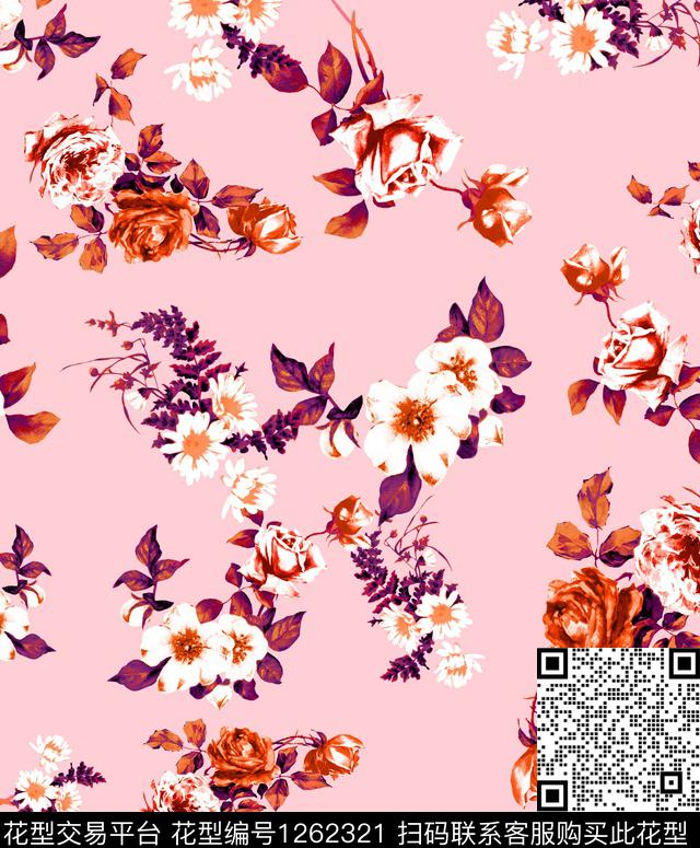 兰花葡萄小碎花数码印花华亿平台下载（图片编号: 1262321） - 瓦栏（Walan）