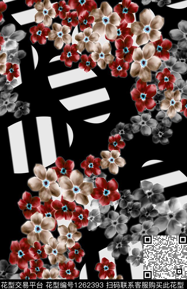 定位花女装混合拼接数码印花华亿平台下载（图片编号: 1262393） - 瓦栏（Walan）