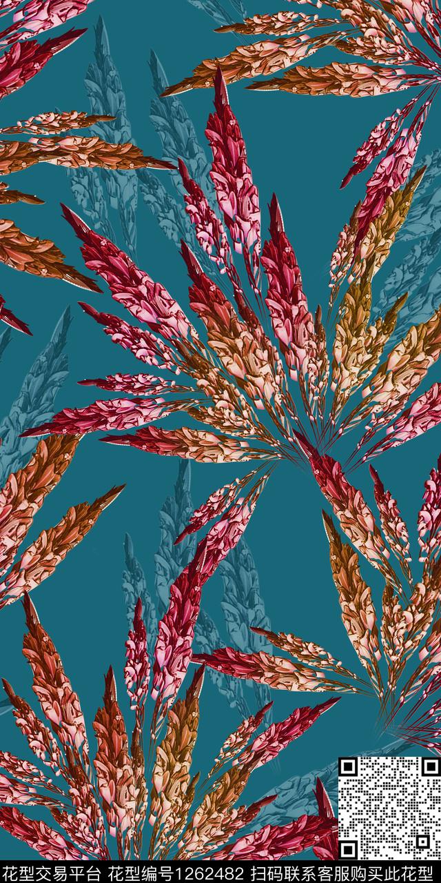 真丝大牌风抽象数码印花华亿平台下载（图片编号: 1262482） - 瓦栏（Walan）