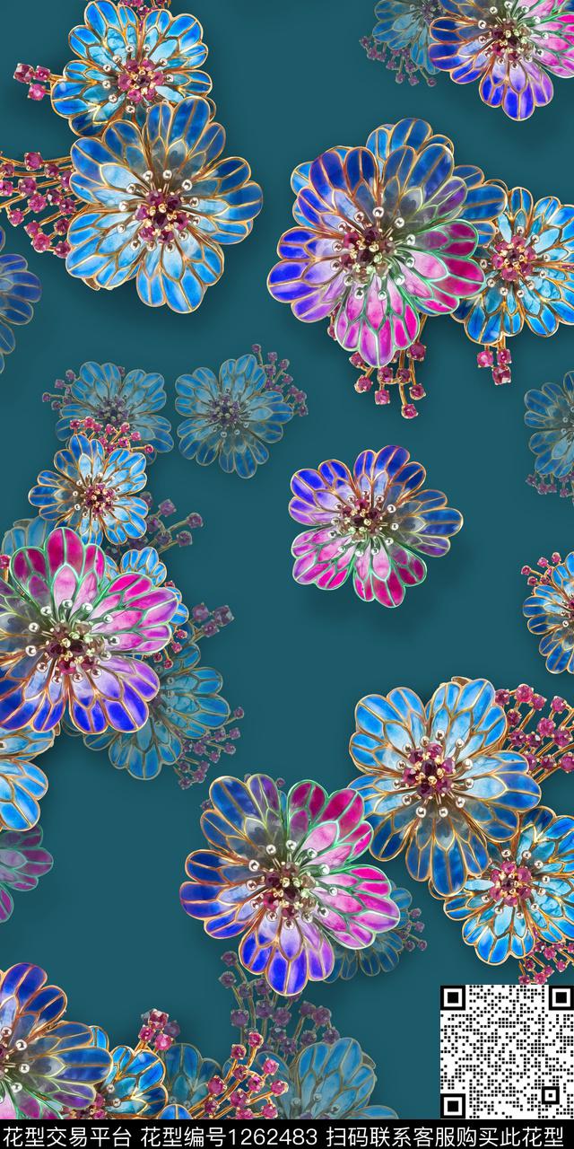 真丝潮牌创意数码印花华亿平台下载（图片编号: 1262483） - 瓦栏（Walan）