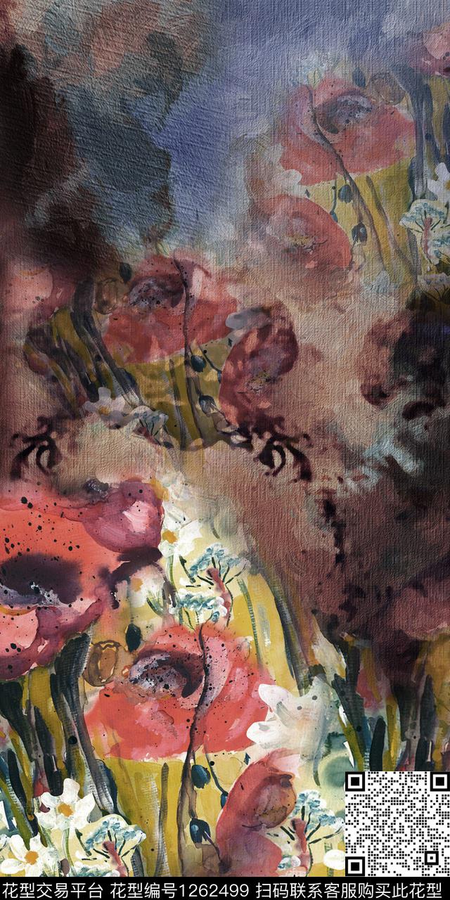 真丝潮牌创意数码印花华亿平台下载（图片编号: 1262499） - 瓦栏（Walan）