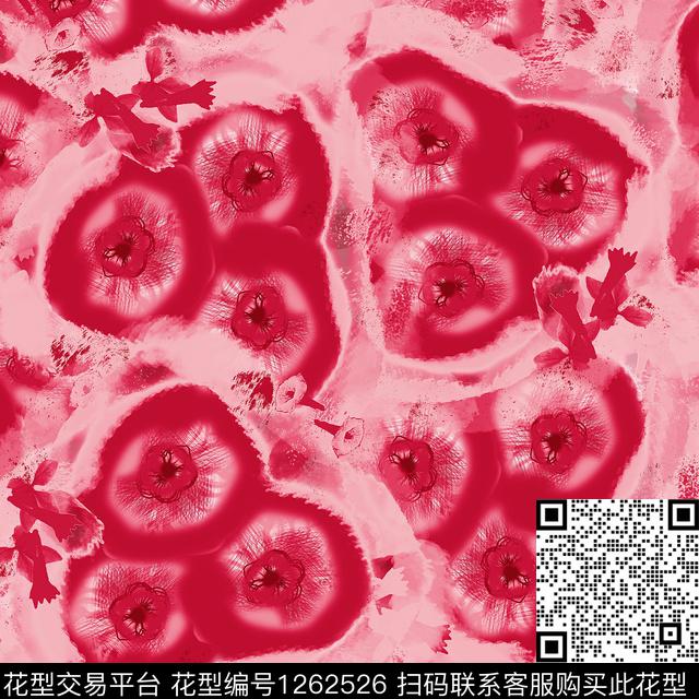 炫彩手绘花卉数码印花华亿平台下载（图片编号: 1262526） - 瓦栏（Walan）